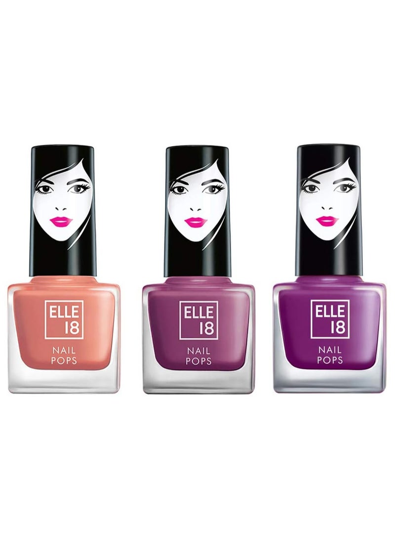 إل 18 طلاء أظافر Elle 18 Nail Pops، اللون 159، وطلاء أظافر Elle 18 Nail Pops، اللون 161، بلمسة نهائية مطفية ولامعة، 5 مل، وطلاء أظافر Elle 18 Nail Pops، اللون 162، بلمسة نهائية مطفية ولامعة، 5 مل - Image 1